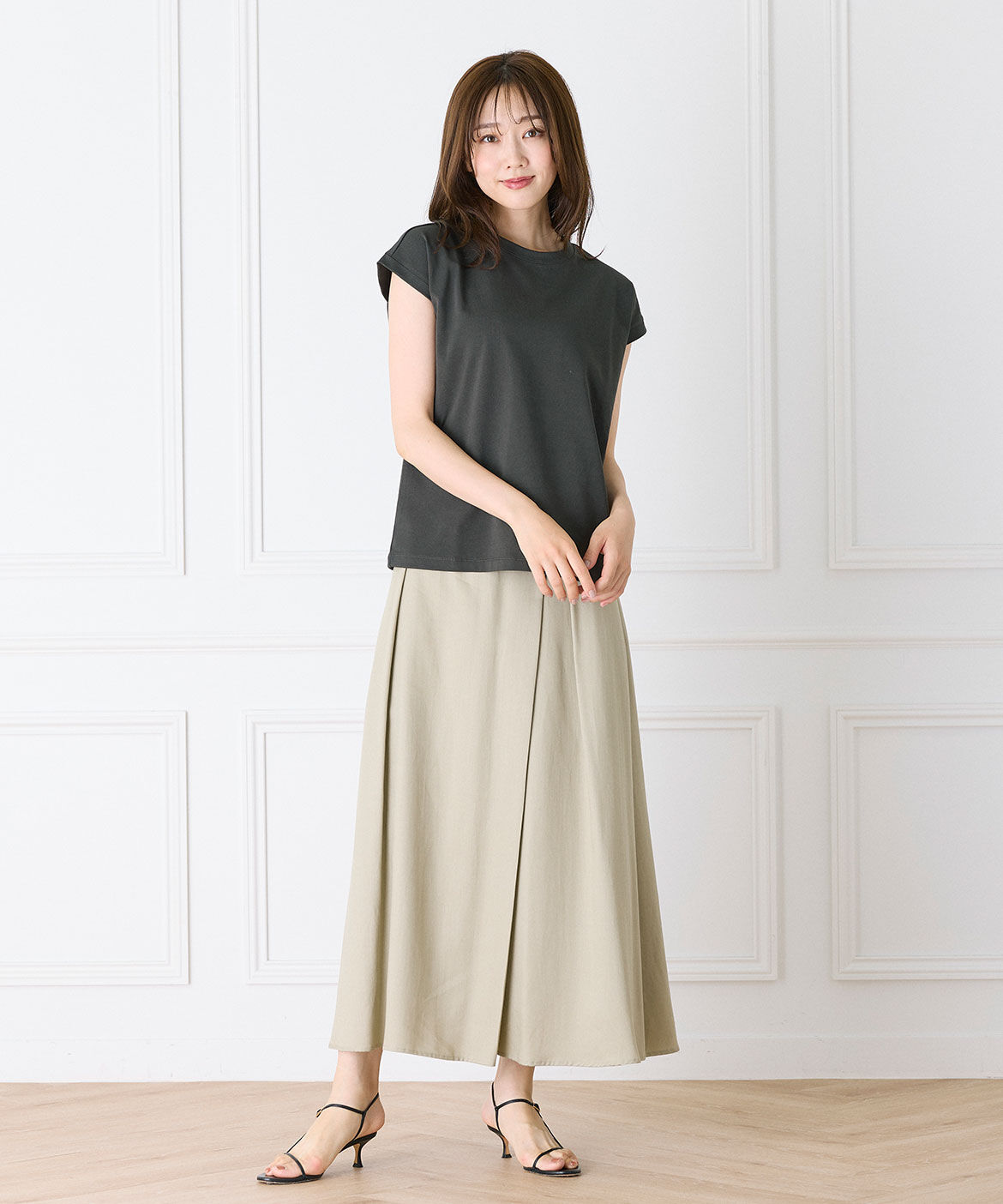 INED「《大きいサイズ》フレンチスリーブTシャツ」|Tシャツ・カットソー|