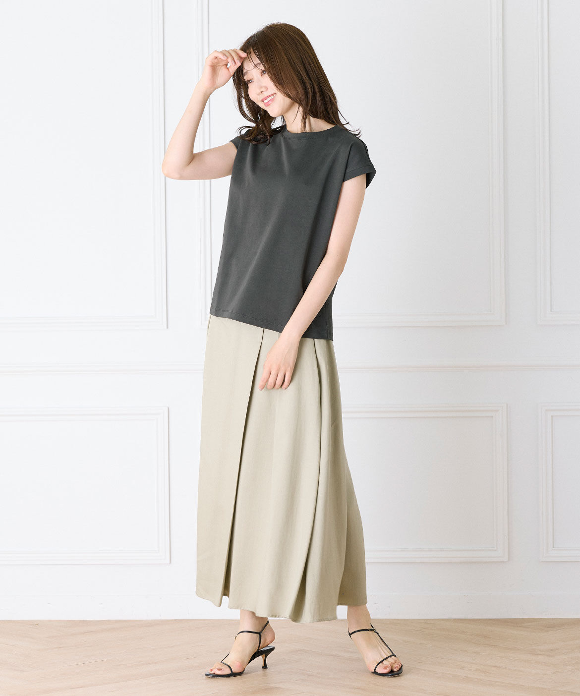 INED「《大きいサイズ》フレンチスリーブTシャツ」|Tシャツ・カットソー|
