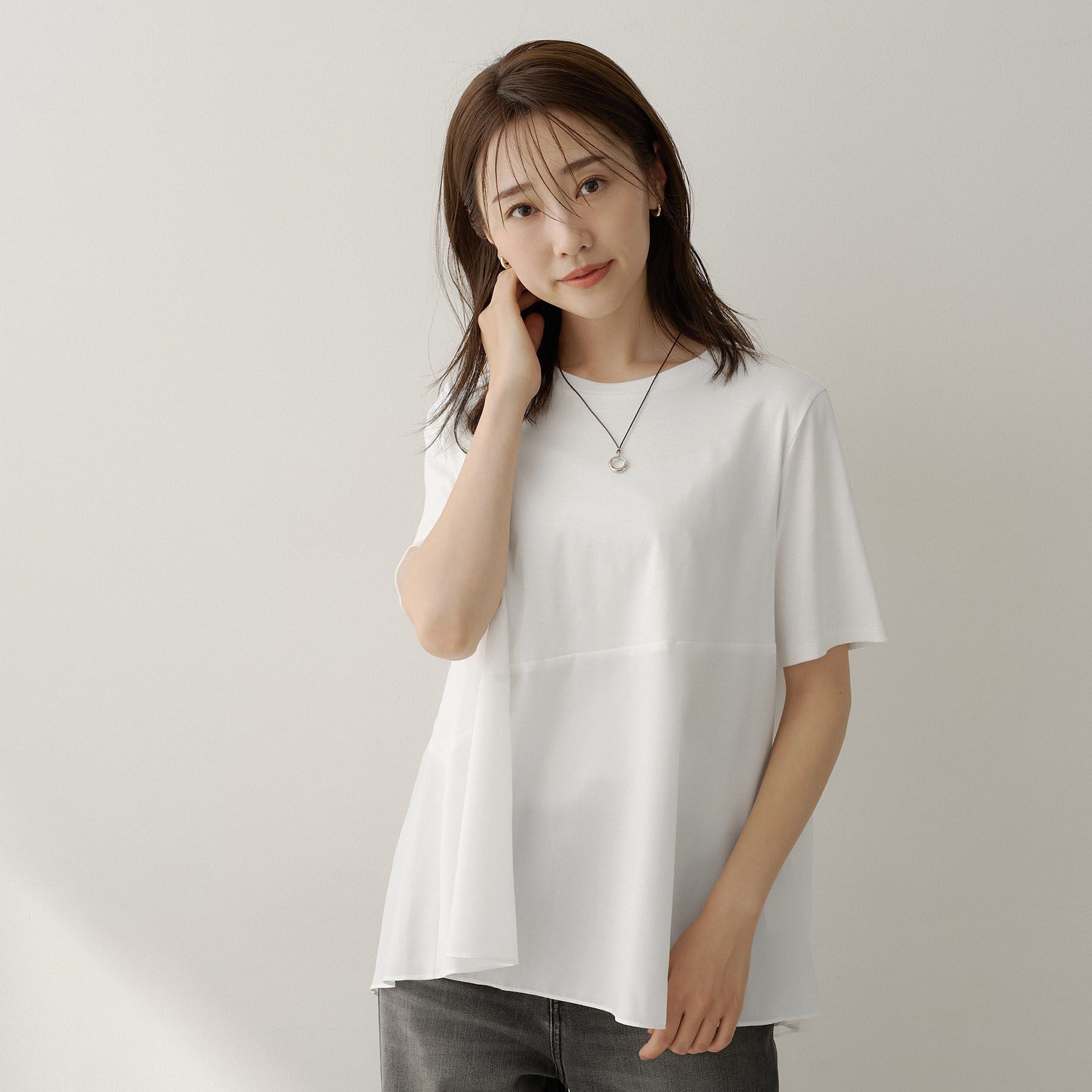 UNTITLED「【Tシャツ】異素材ドッキングプルオーバー」|Tシャツ・カットソー|