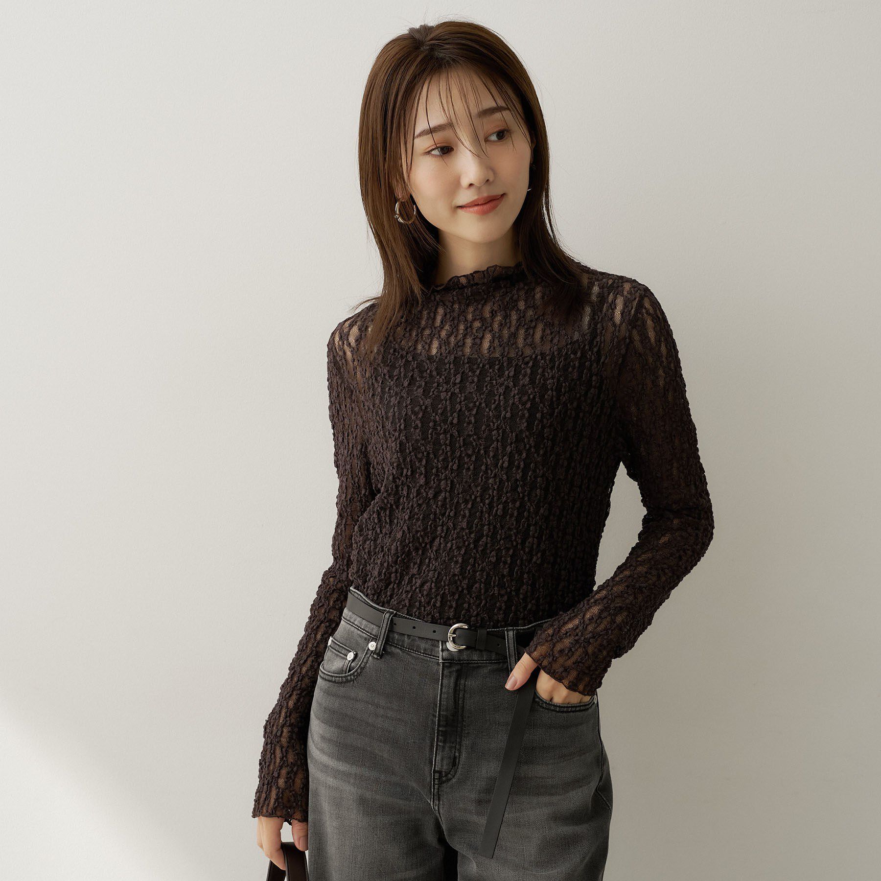 UNTITLED「【重ね着レイヤード】レースハイネックトップス」|Tシャツ・カットソー|