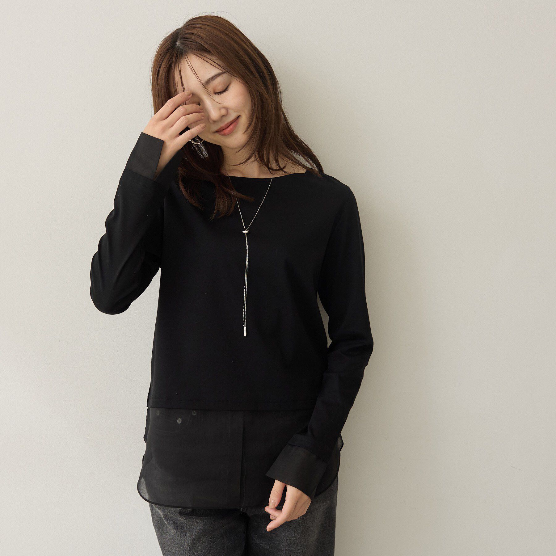 UNTITLED「【重ね着レイヤード】シャツディテールレイヤードプルオーバー」|Tシャツ・カットソー|
