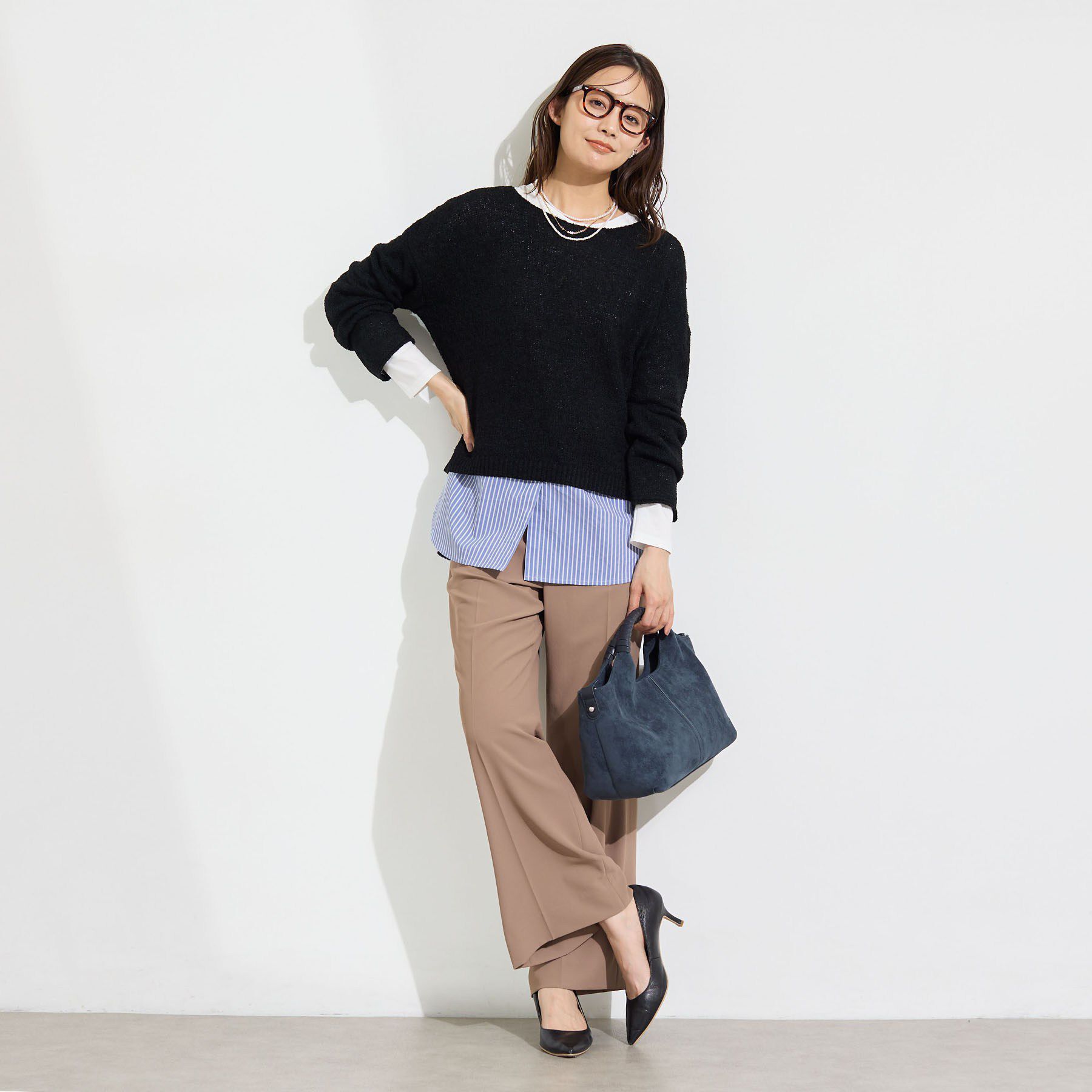 INDIVI「【レイヤードにおすすめ】シャツコンビ ロングTシャツ」|Tシャツ・カットソー|