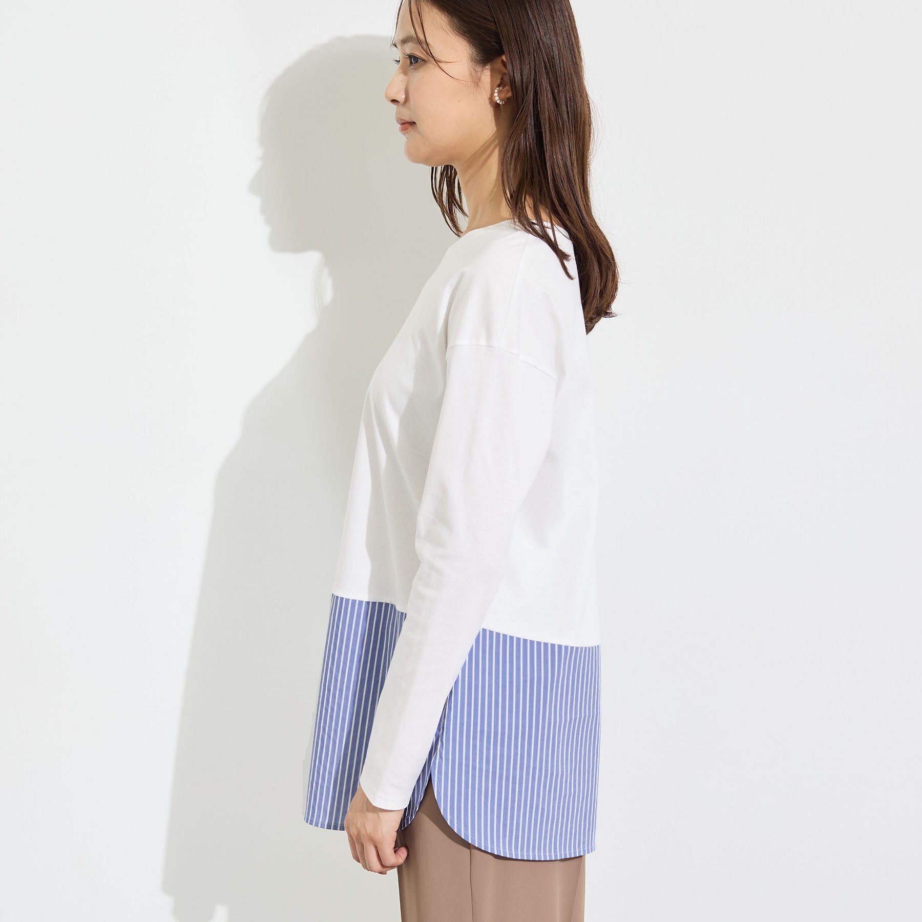 INDIVI「【レイヤードにおすすめ】シャツコンビ ロングTシャツ」|Tシャツ・カットソー|