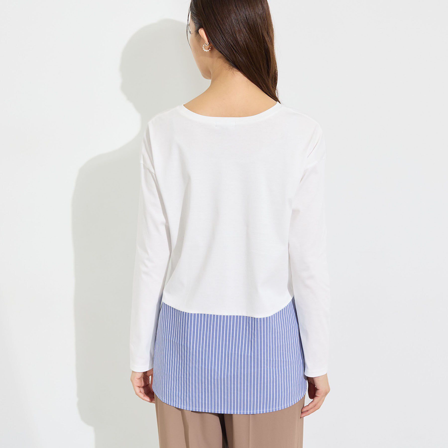 INDIVI「【レイヤードにおすすめ】シャツコンビ ロングTシャツ」|Tシャツ・カットソー|