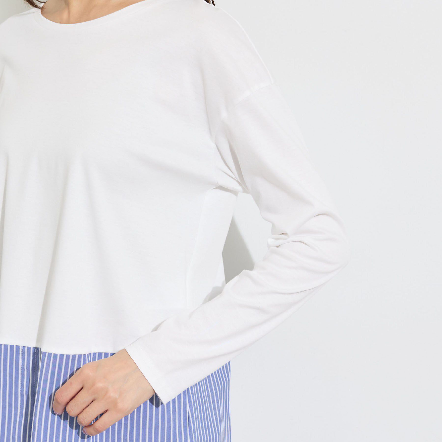 INDIVI「【レイヤードにおすすめ】シャツコンビ ロングTシャツ」|Tシャツ・カットソー|