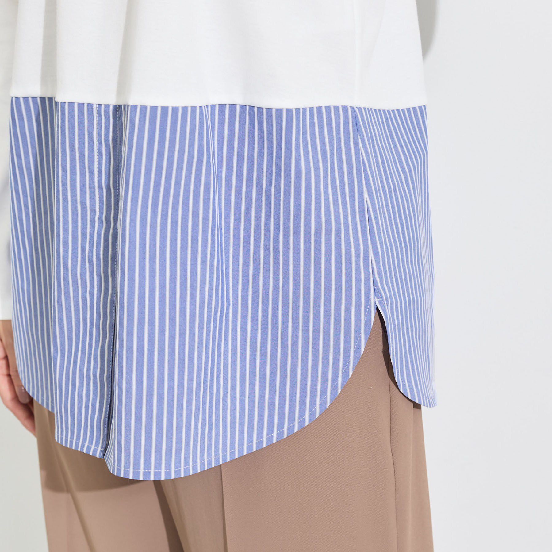 INDIVI「【レイヤードにおすすめ】シャツコンビ ロングTシャツ」|Tシャツ・カットソー|