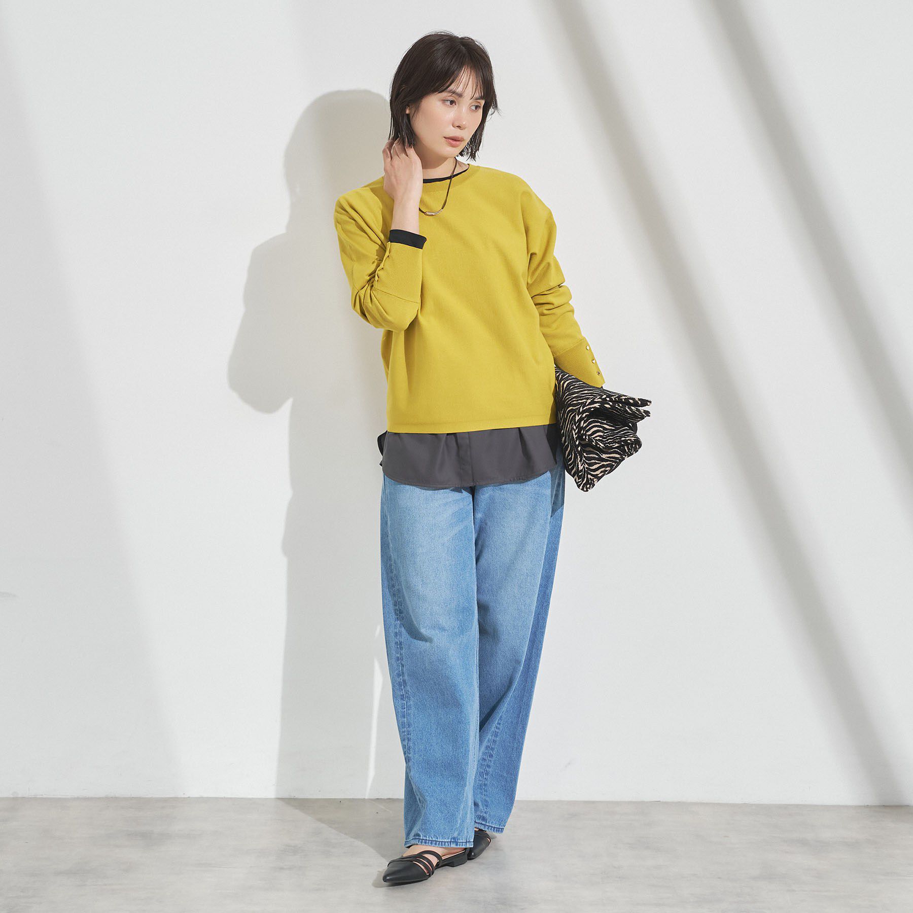 INDIVI「【レイヤードにおすすめ】シャツコンビ ロングTシャツ」|Tシャツ・カットソー|
