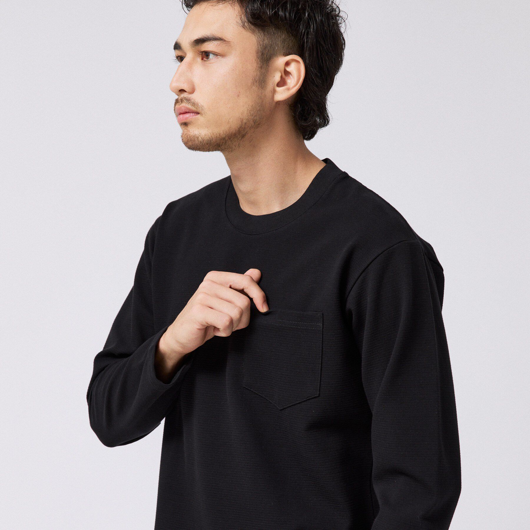 TAKEO KIKUCHI「2重編みガーター ボーダー 長袖 Tシャツ」|Tシャツ・カットソー|