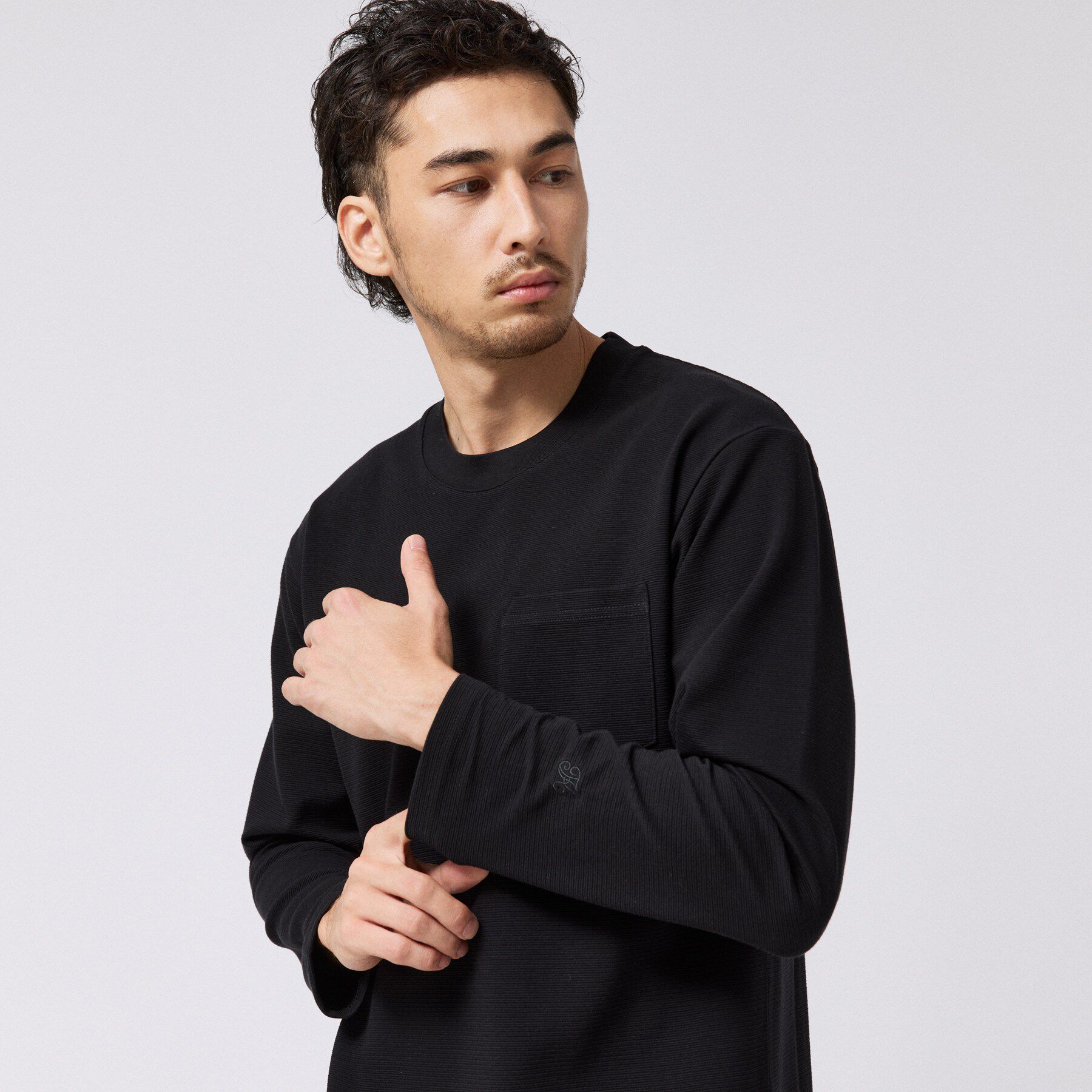 TAKEO KIKUCHI「2重編みガーター ボーダー 長袖 Tシャツ」|Tシャツ・カットソー|