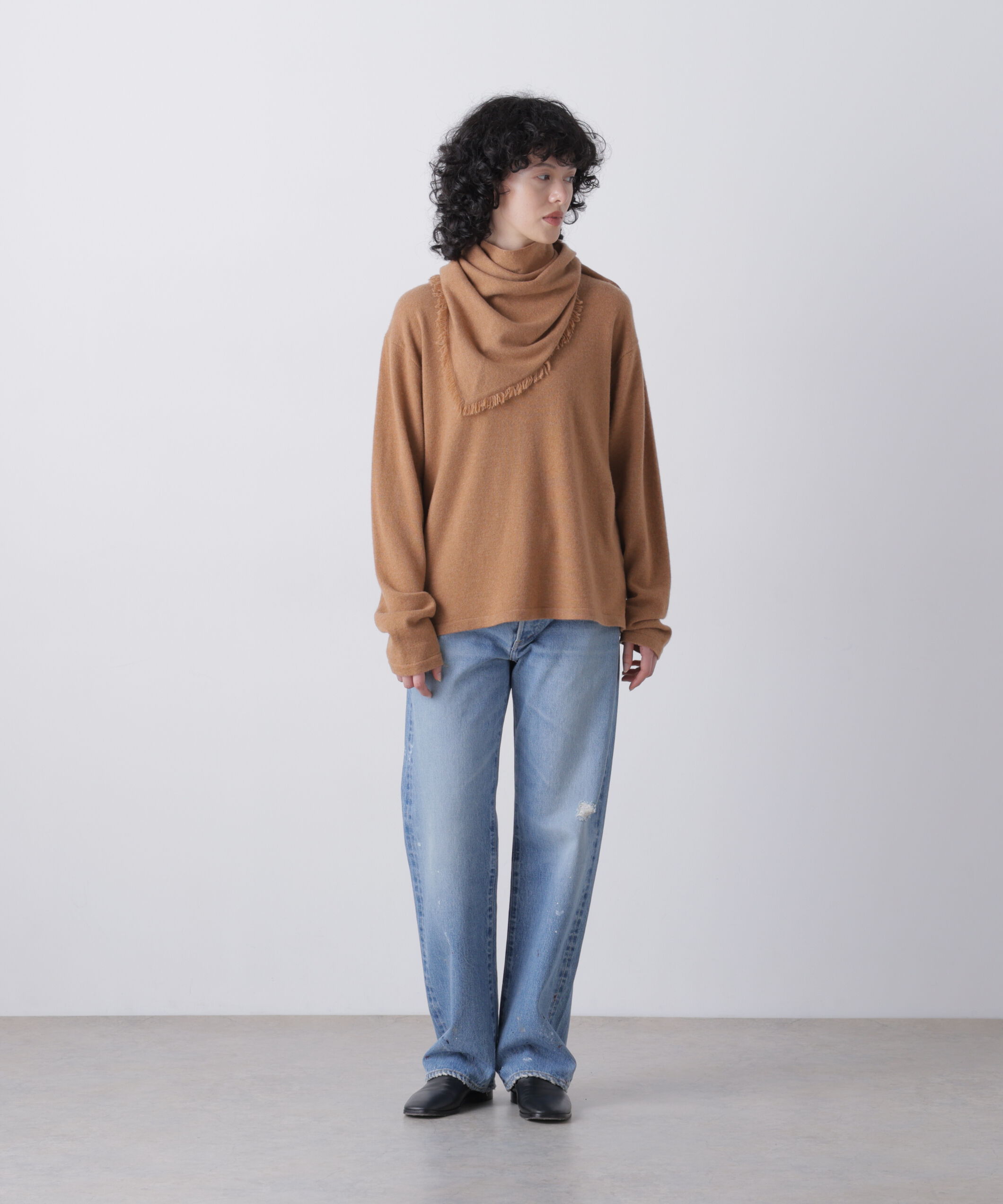 YLEVE 「YLEVE / CASHMERE KNIT TRIANGLE STOLE」|マフラー|
