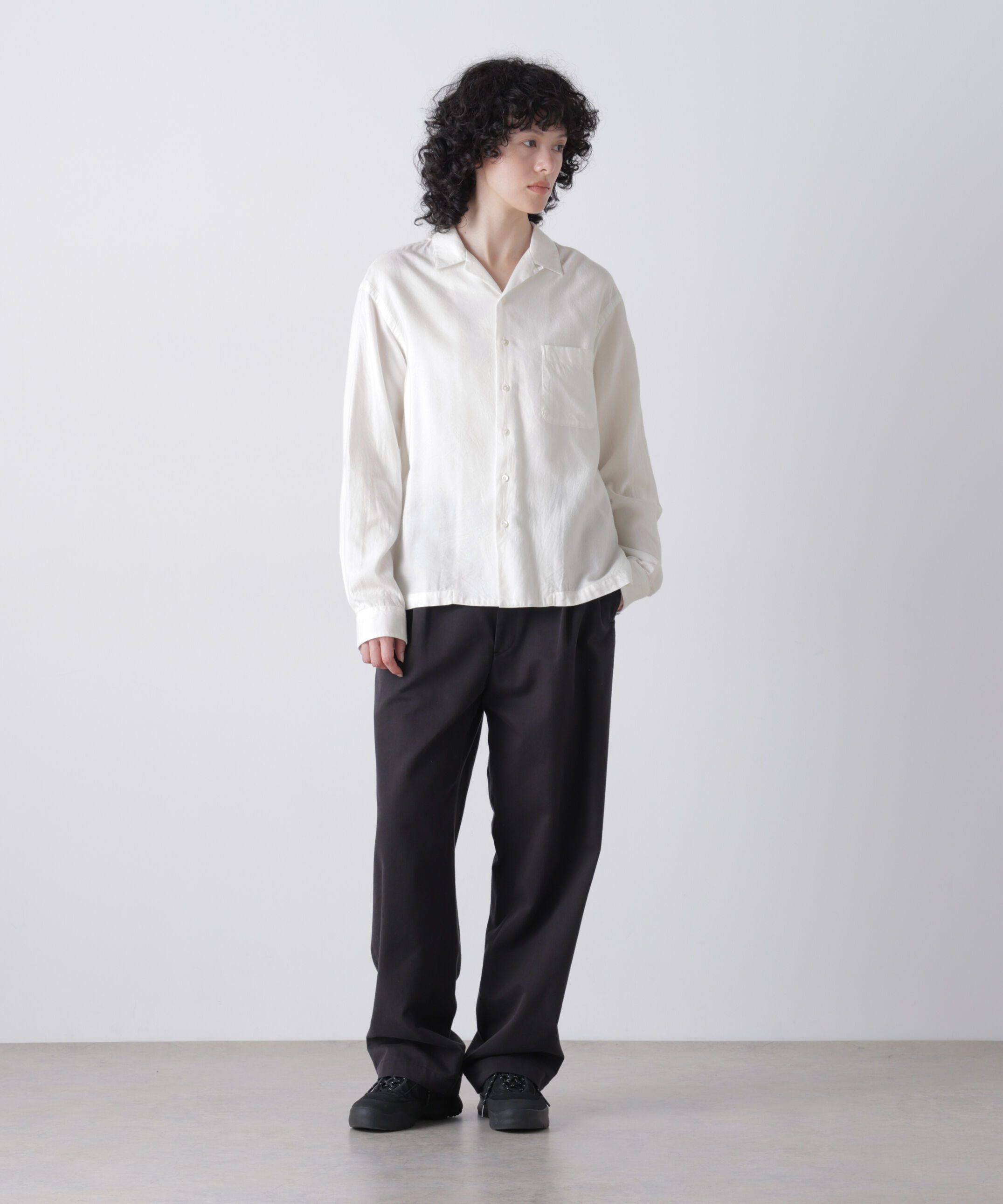 YLEVE 「Ｙ /  [UNISEX] BRUSHED ORGANIC COTTON TENCEL OPEN COLLAR SHIRT」|シャツ・ブラウス|