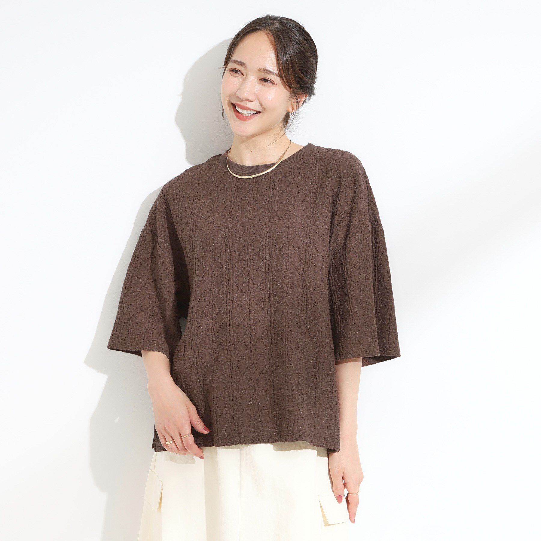 SHOO･LA･RUE「【5分袖】大人の魅力を惹きたてる レースカットソー」|Tシャツ・カットソー|