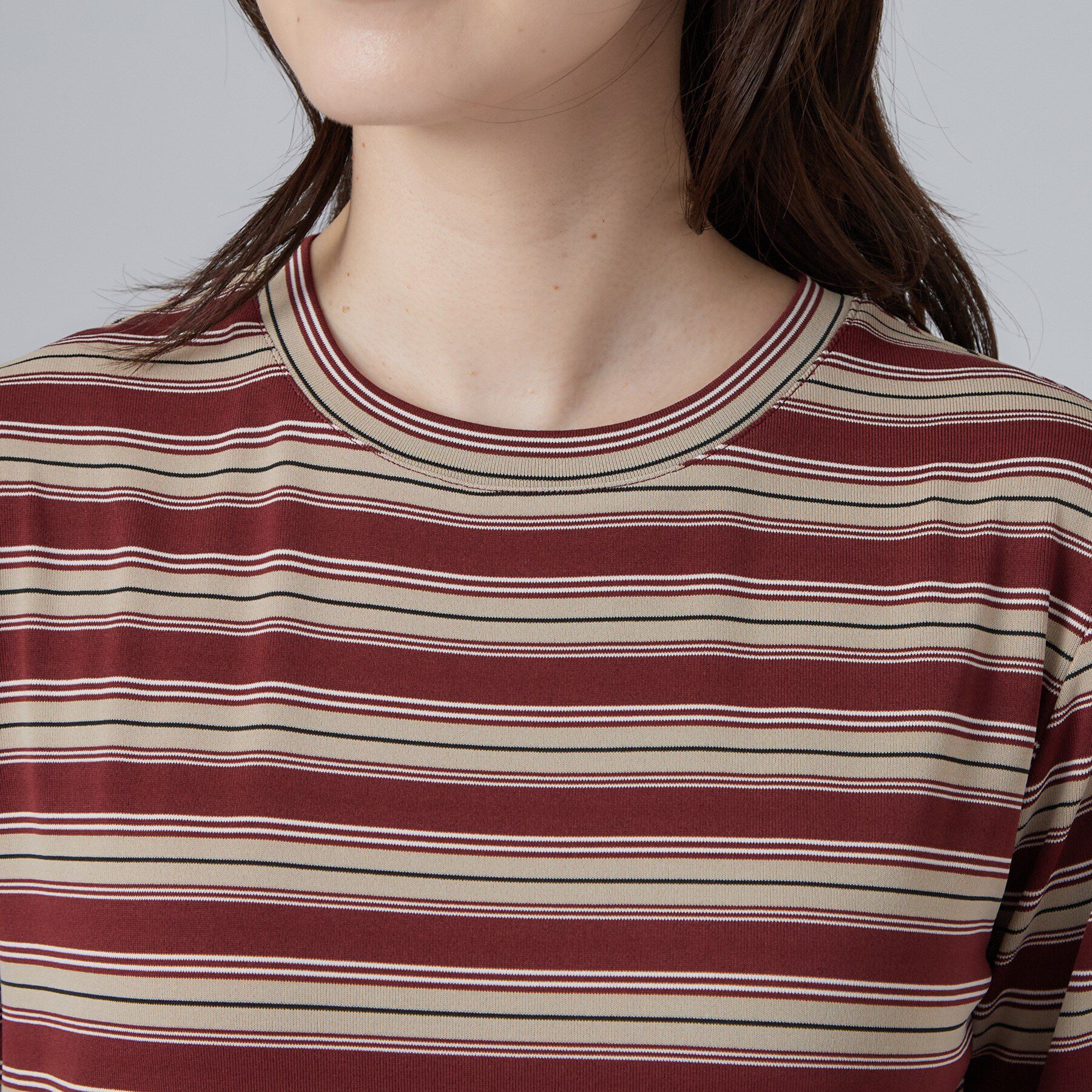 SHOO･LA･RUE「【2点セット/洗濯機可】マルチボーダーTシャツ+カーディガン」|その他|