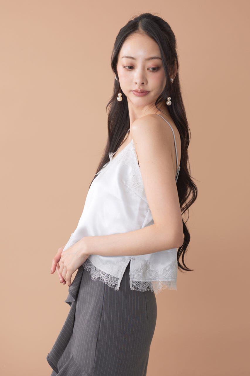 rienda「ポイントレースサテンキャミトップス」|キャミソール|
