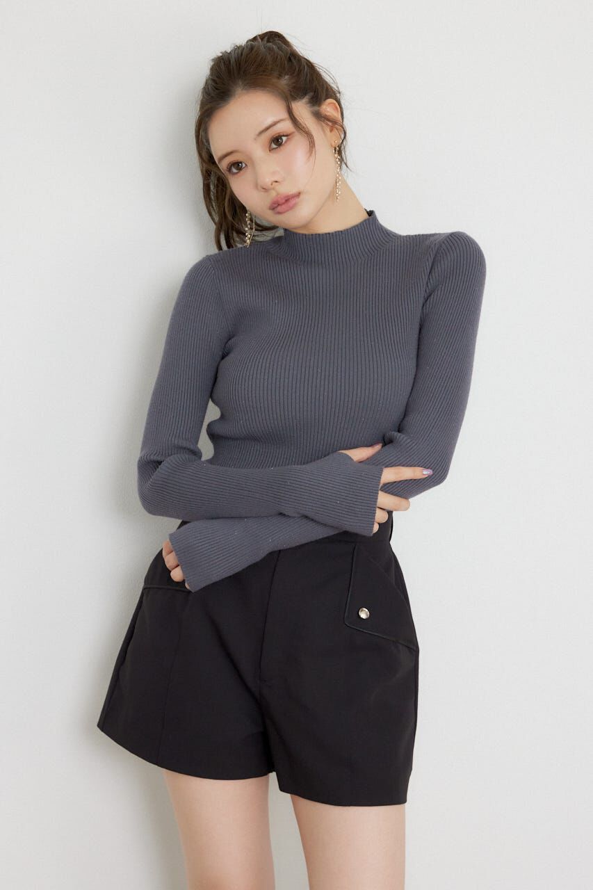 rienda「サムホールウォッシャブルハイネックニットトップス」|ニット・セーター|GRY