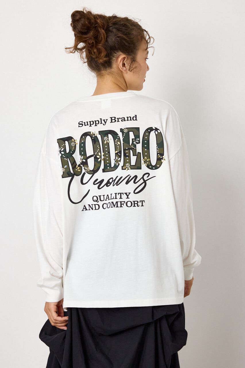RODEO CROWNS「ホットフィットスタッズロゴロングTシャツ」|Tシャツ・カットソー|O/WHT1