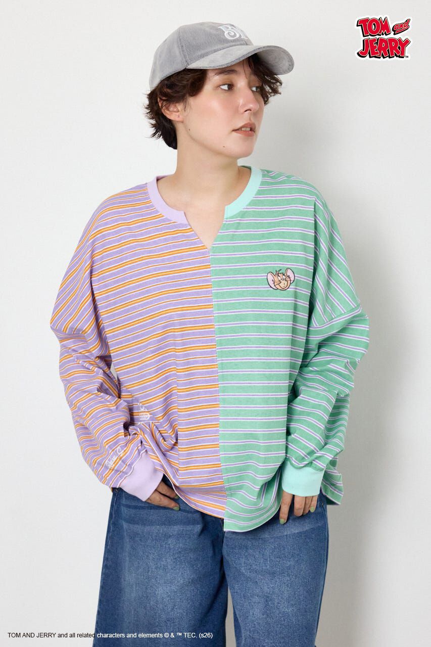 RODEO CROWNS「(TOM and JERRY)カスタムボーダーロンTEE」|Tシャツ・カットソー|柄PUR5