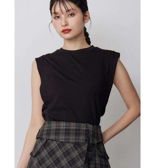MURUA「フレンチスリーブトップス【接触冷感】」|Tシャツ・カットソー|ブラック