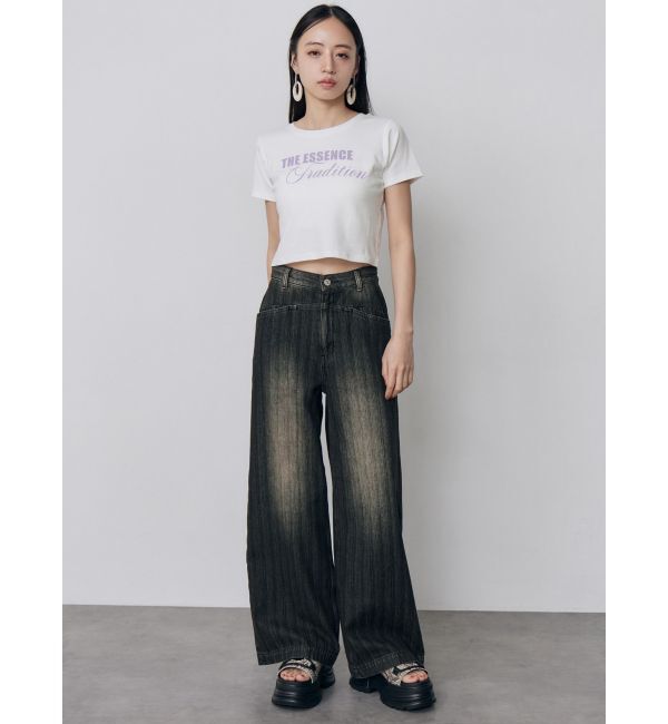 MURUA「MIXタイプフェイスクロップドTシャツ」|Tシャツ・カットソー|