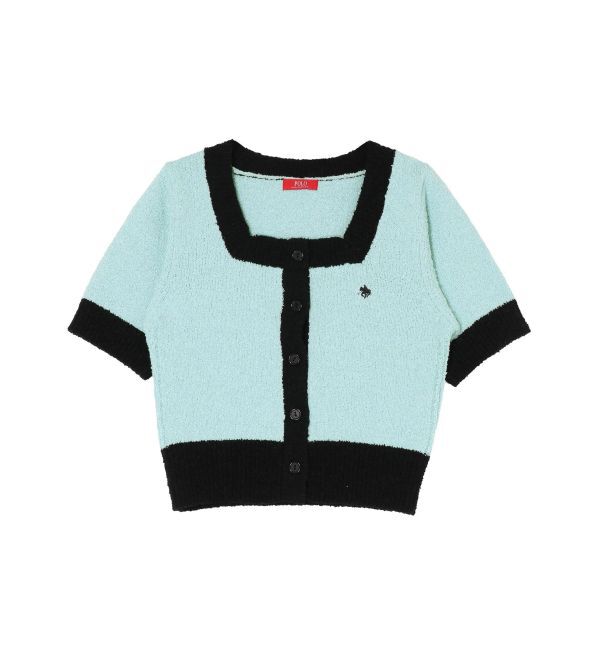 LAGUNAMOON「【POLO BCSコラボ】ブークレヤーンハーフスリーブコンパクトニットカーディガン」|ニット・セーター|アイスブルー