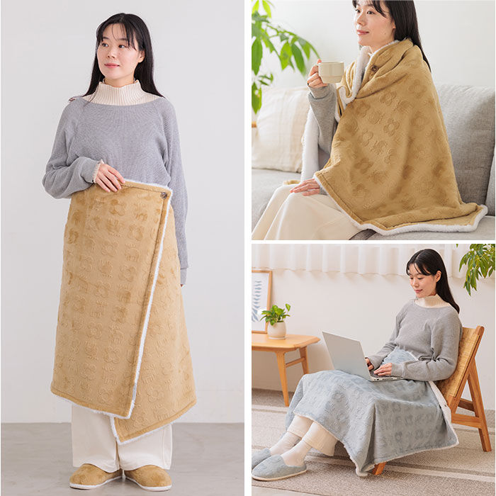moz「moz ブランケット 通販 モズ ひざ掛け ひざかけ 大きめ 膝掛け 大判 ポンチョ ハーフケット」|ブランケット|