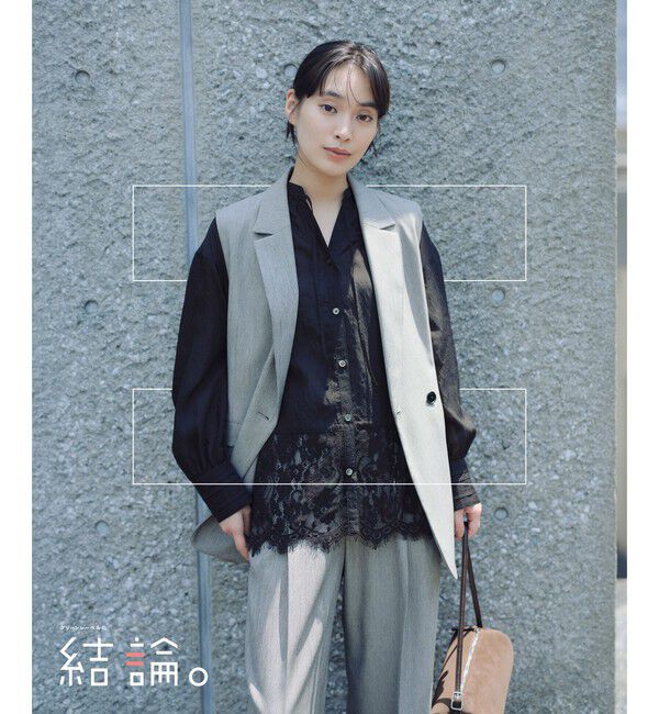 UNITED ARROWS green label relaxing「【結論シリーズ】ミルフィーユレースブラウス」|シャツ・ブラウス|BLACK