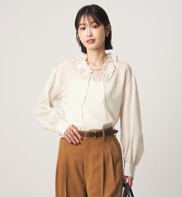 UNITED ARROWS green label relaxing「シアー フリルネック ブラウス」|シャツ・ブラウス|