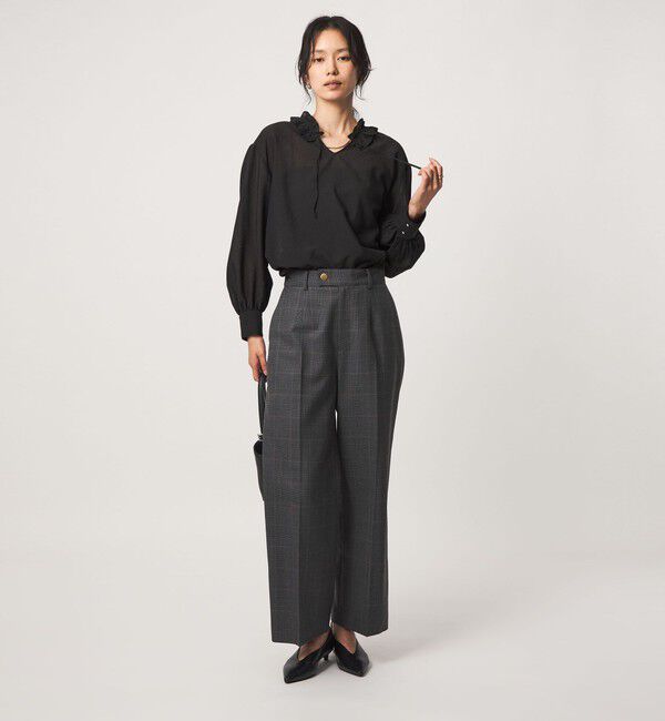 UNITED ARROWS green label relaxing「シアー フリルネック ブラウス」|シャツ・ブラウス|