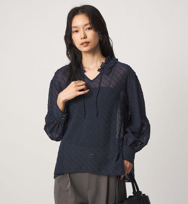 UNITED ARROWS green label relaxing「シアー フリルネック ブラウス」|シャツ・ブラウス|