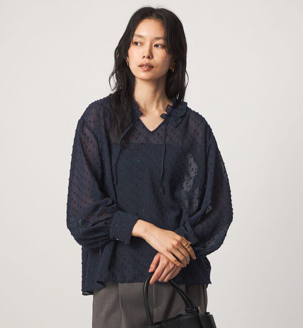 UNITED ARROWS green label relaxing「シアー フリルネック ブラウス」|シャツ・ブラウス|