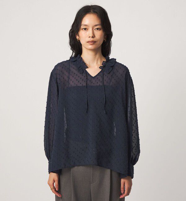 UNITED ARROWS green label relaxing「シアー フリルネック ブラウス」|シャツ・ブラウス|