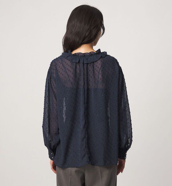 UNITED ARROWS green label relaxing「シアー フリルネック ブラウス」|シャツ・ブラウス|