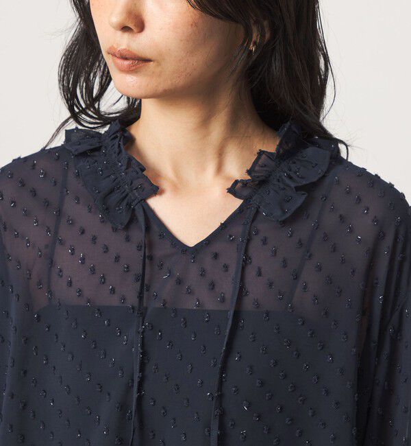 UNITED ARROWS green label relaxing「シアー フリルネック ブラウス」|シャツ・ブラウス|