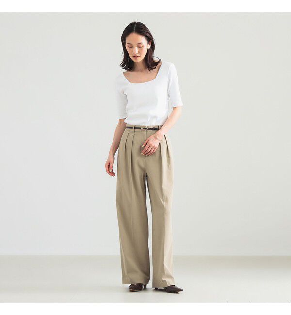BEAMS SELECTION for WOMEN「【別注】スタイリスト佐藤佳菜子 &times; SLOANE / スクエアネック リブ Tシャツ」|Tシャツ・カットソー|