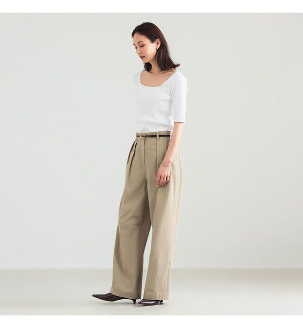 BEAMS SELECTION for WOMEN「【別注】スタイリスト佐藤佳菜子 &times; SLOANE / スクエアネック リブ Tシャツ」|Tシャツ・カットソー|