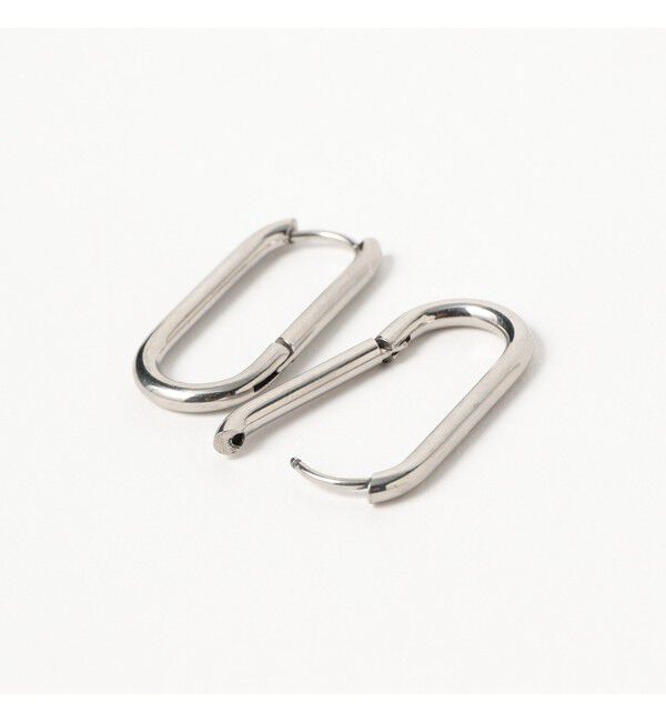 Ray BEAMS 「ステンレス ロング オーバル フープ ピアス」|ピアス|