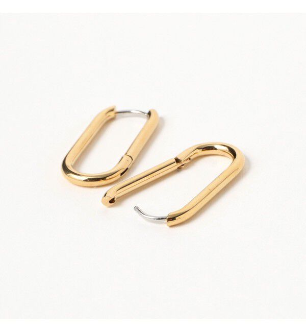 Ray BEAMS 「ステンレス ロング オーバル フープ ピアス」|ピアス|
