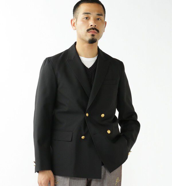 BEAMS「BEAMS PLUS / 4B Double Breasted Blazer Wool」|テーラードジャケット|NAVY