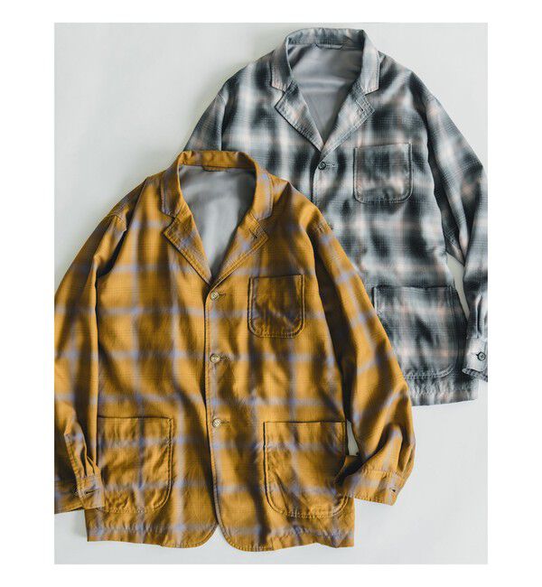 BEAMS PLUS「4B Cuffs Jacket Washble Wool Ombre Plaid」|テーラードジャケット|