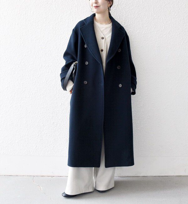 SHIPS any「《一部追加予約》【WEB限定】PURE WOOL ロング テーラード コート」|チェスターコート|ネイビー