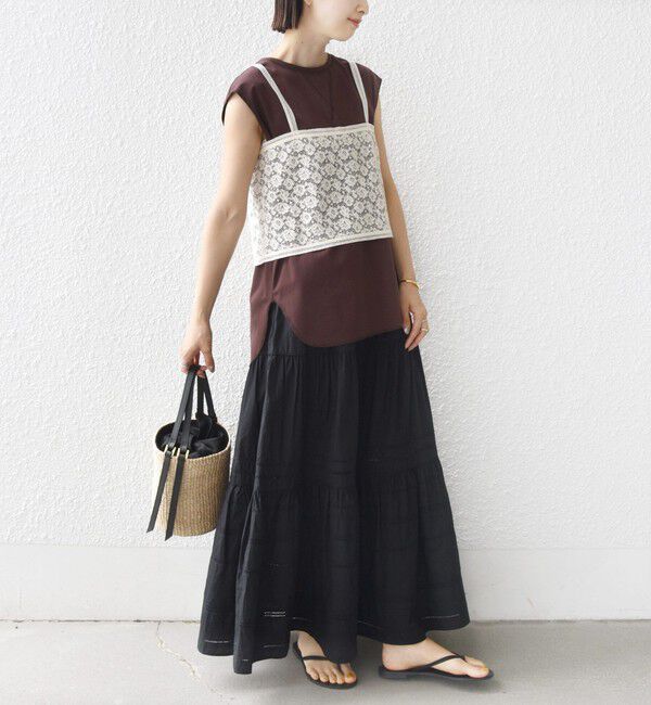 SHIPS for women「〈接触冷感/UVカット〉ガゼット デザイン 裾 ラウンド TEE」|Tシャツ・カットソー|