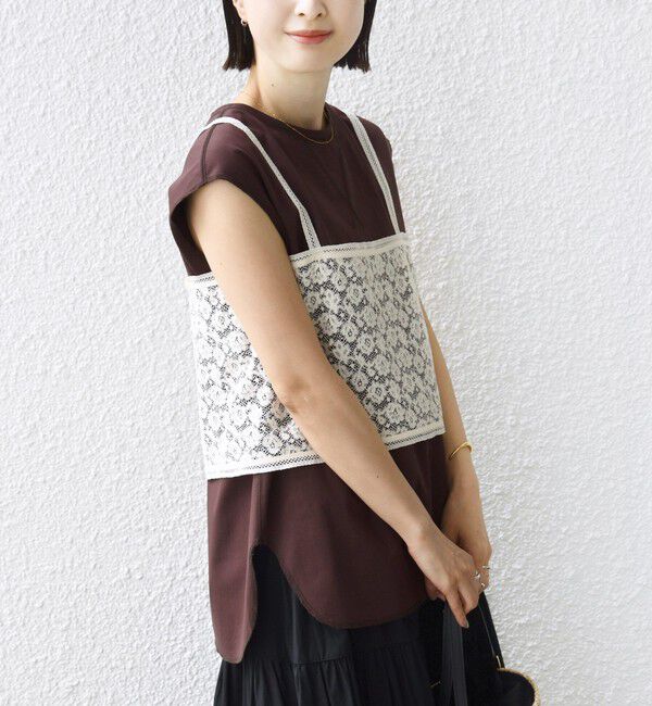 SHIPS for women「〈接触冷感/UVカット〉ガゼット デザイン 裾 ラウンド TEE」|Tシャツ・カットソー|