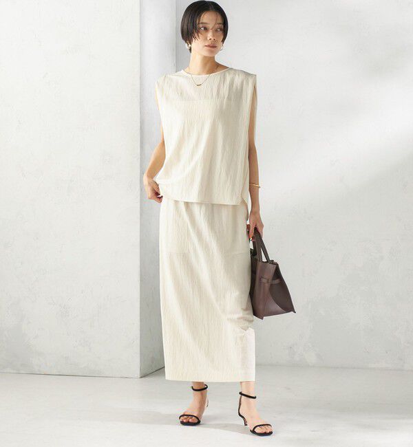 SHIPS for women「【実力派ベーシック】〈手洗い可能〉レーヨン ナイロン 深 ベンツ ノースリーブ プルオーバー」|Tシャツ・カットソー|