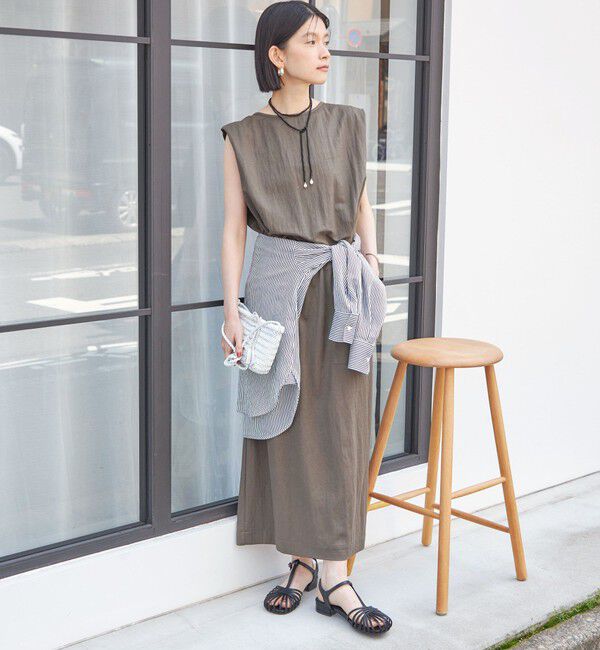 SHIPS for women「【実力派ベーシック】〈手洗い可能〉レーヨン ナイロン 深 ベンツ ノースリーブ プルオーバー」|Tシャツ・カットソー|