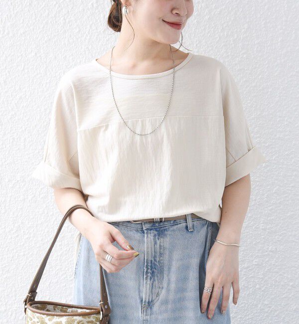 SHIPS for women「【実力派ベーシック】〈手洗い可能〉レーヨン ナイロン ドルマン 半袖 プルオーバー」|Tシャツ・カットソー|