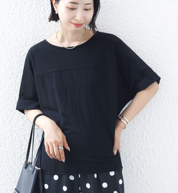 SHIPS for women「【実力派ベーシック】〈手洗い可能〉レーヨン ナイロン ドルマン 半袖 プルオーバー」|Tシャツ・カットソー|