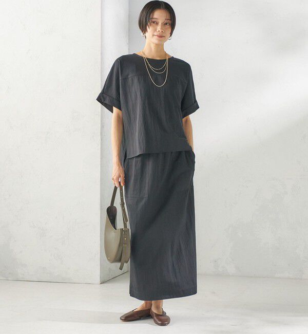 SHIPS for women「【実力派ベーシック】〈手洗い可能〉レーヨン ナイロン ドルマン 半袖 プルオーバー」|Tシャツ・カットソー|