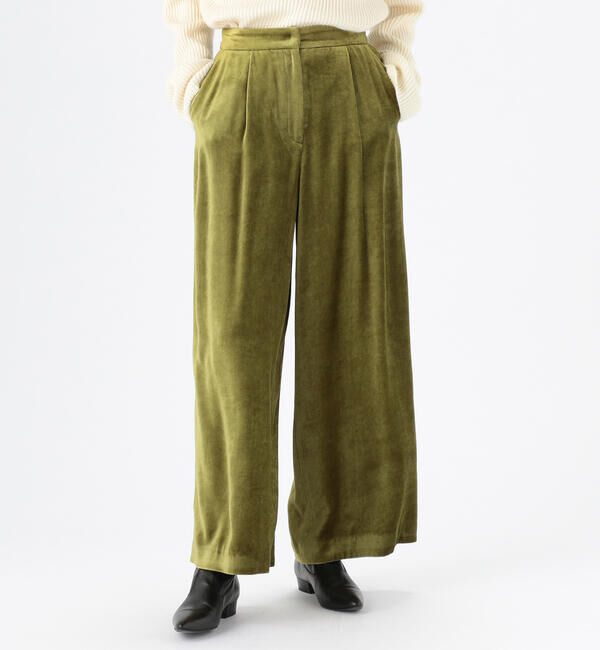 Ballsey「マットベルベット セミワイドパンツ」|その他|57 カーキ