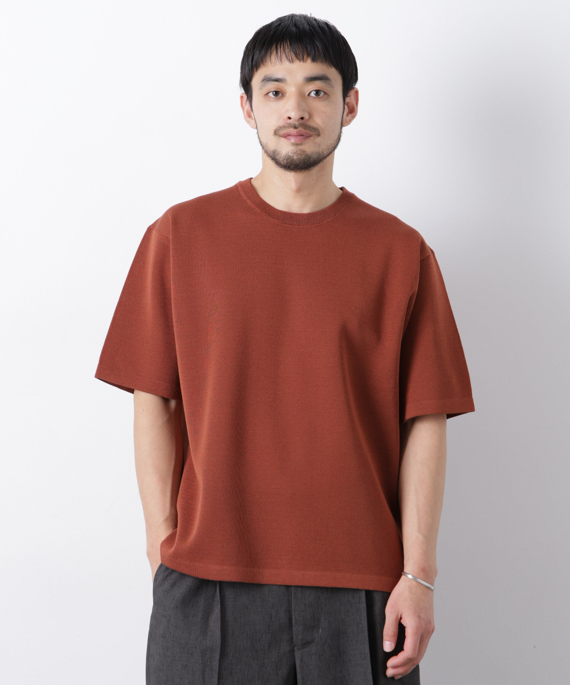 NANO universe「12ゲージドライニットTシャツ 半袖」|ニット・セーター|テラコッタ6