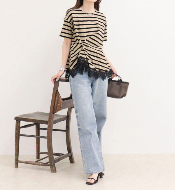 fredy emue「ボーダーアシメツイストプルオーバーTシャツ」|Tシャツ・カットソー|